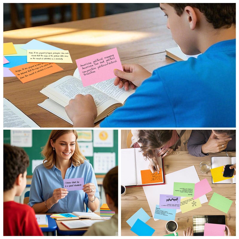 HEYPLACE 300PCS Colored Index Cards  3x5 Inch Flash Cards Study Cards Notecards for Studying School Office Game Cards - Image 4
